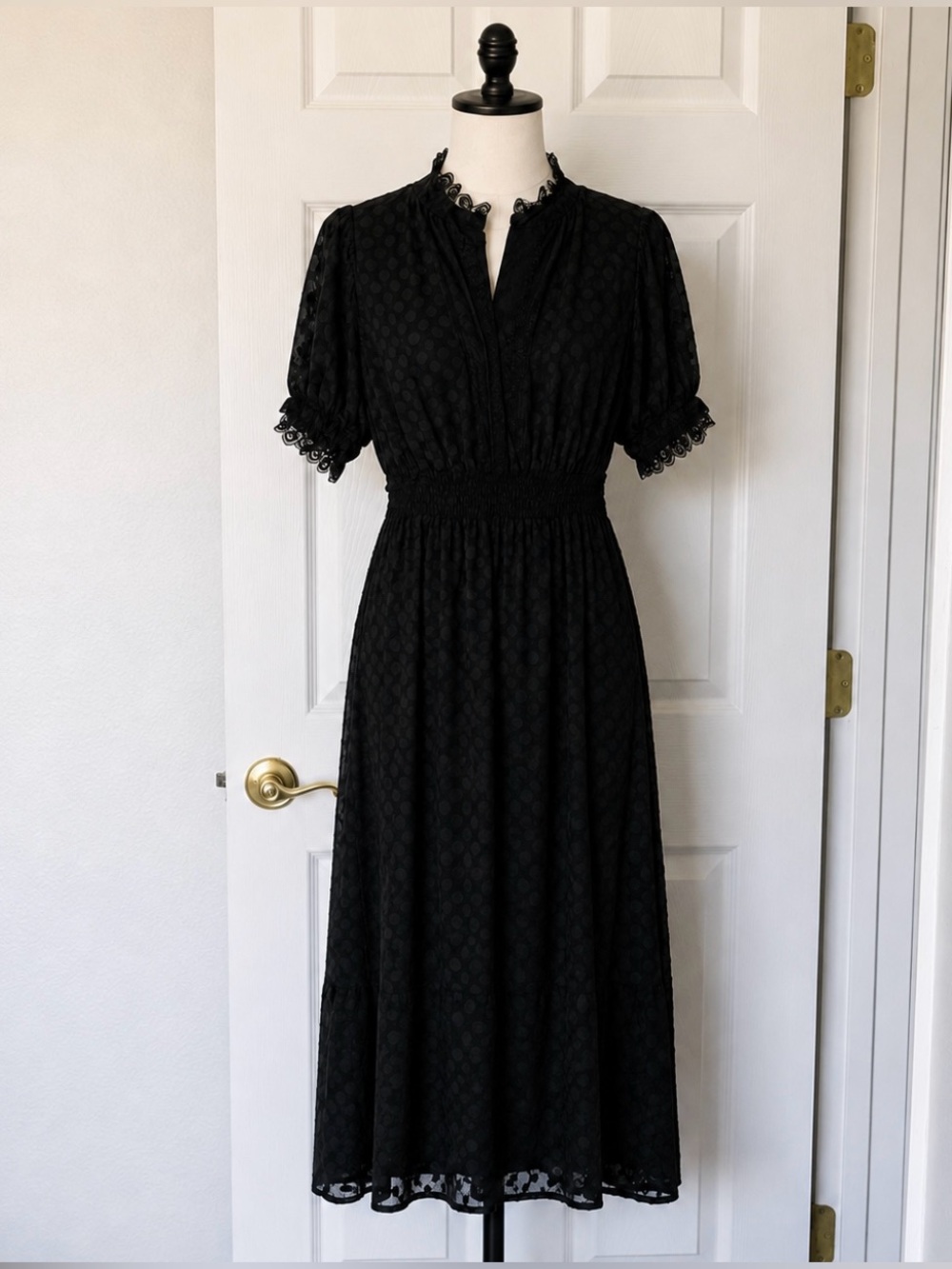 Max Studio Black Lace-Trim Maxi Dress
